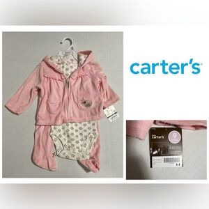 🆕CARTER’S - 9M - NWT - INFANT GIRLS 3PC PINK VELOUR DOG SET